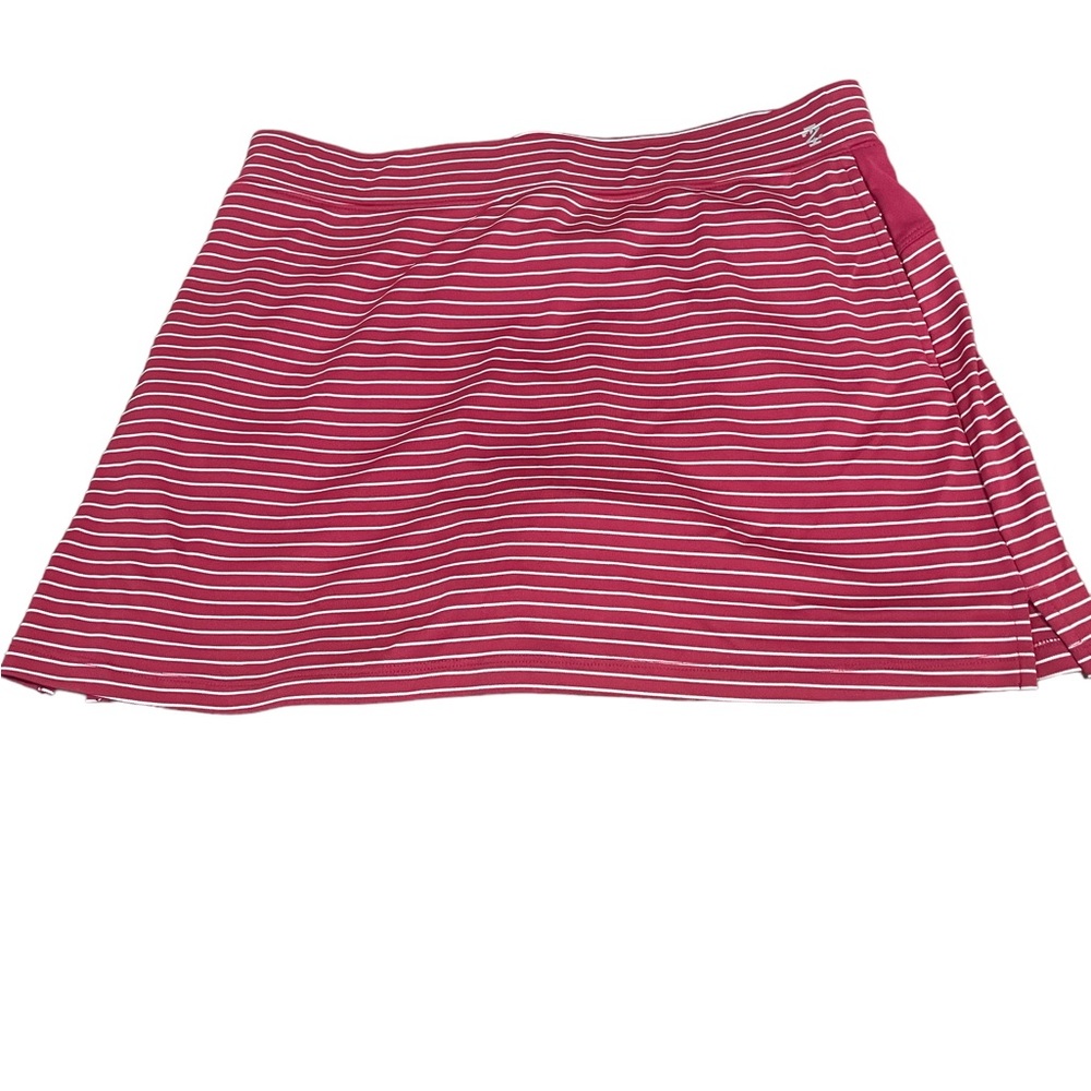 IZOD Golf Skirt Skort Women's L Raspberry Striped Attached Shorts Pockets